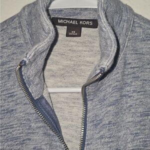 Michael Kors Men's Heathered Blue Zip-Up Sweater